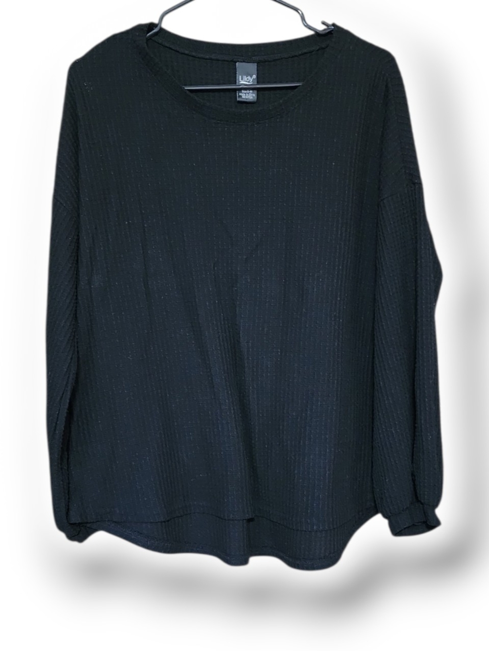 Lildy Black Long Sleeve Ribbed Top